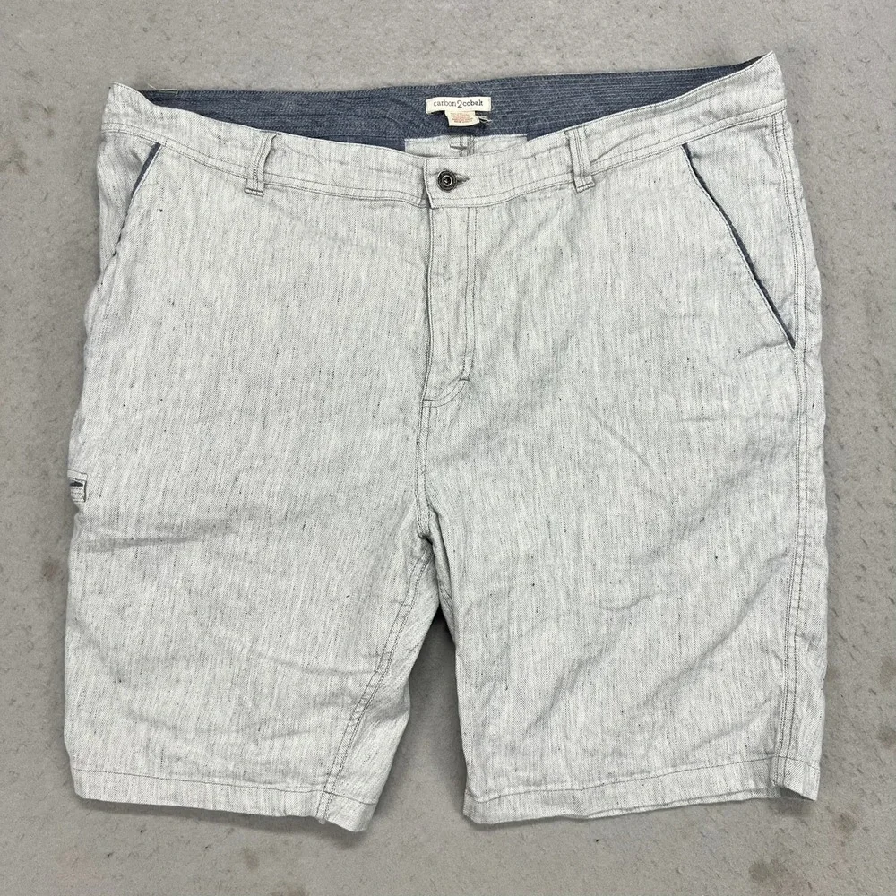 Carbon 2 Cobalt Mens Gray Cotton Linen Blend‎ Shorts Size 40 Flat Front Casual